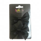 SCHOOL BLACK HAIR BOW CLIP 2PCE