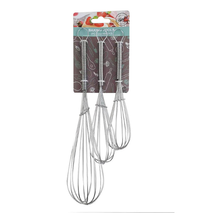 3 Pcs of S Steel Egg Whisk 7,  8 and 10 inch