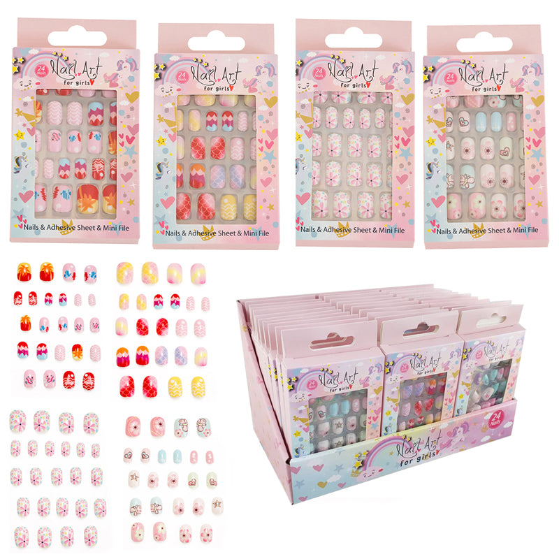 1 Pack NAIL ART 24PCS SET GIRL'S PDQ
