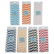 1pack PAPER STRAWS PK25 STRIPES ASST COLS
