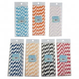 1pack PAPER STRAWS Pcs25 STRIPES ASST COLS