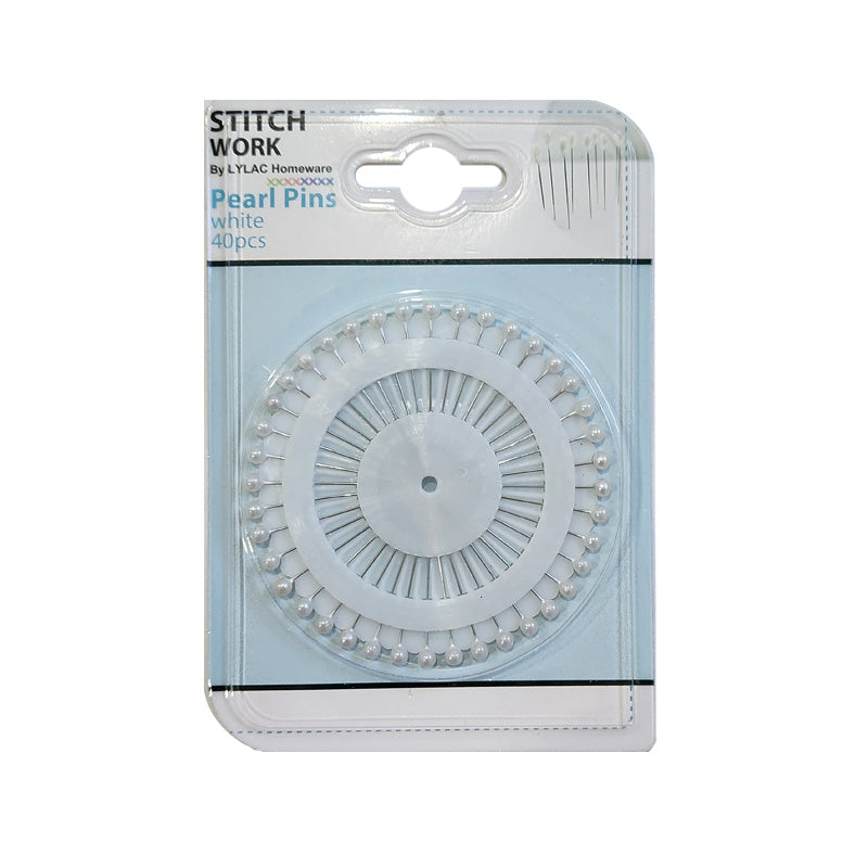 1pack STITCHWORK - PEARL PINS WHITE 40PCS