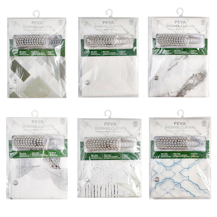 1pc Shower Curtain 8 Asst PEVA