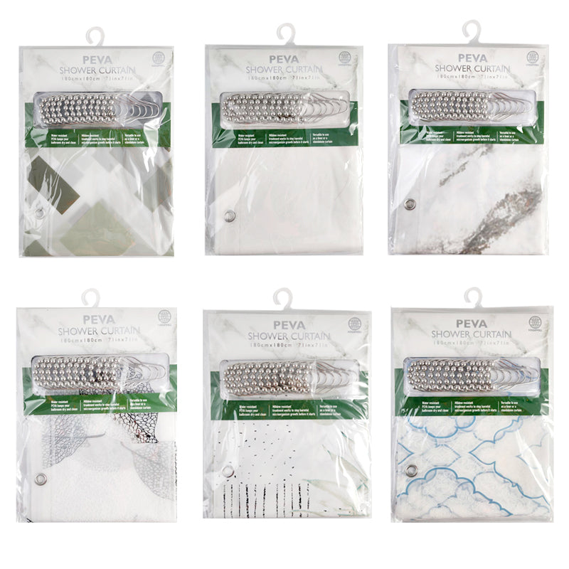 1pc Shower Curtain 8 Asst PEVA