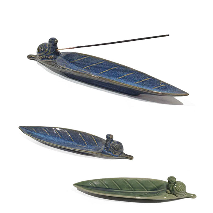 1pc Ceramic Incense Holder Leaf Dsn 6x25cm