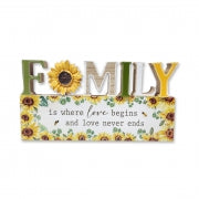 Wooden Sunflower Plaque Family 24x12x1.8cm