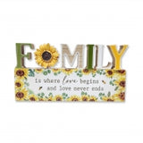 Wooden Sunflower Plaque Family 24x12x1.8cm
