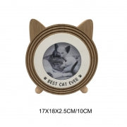 Wooden Rnd Photo Frame Cat 17x2.5x18.3cm