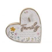 Wooden Heart Plaque 18x18x2.5cm Family