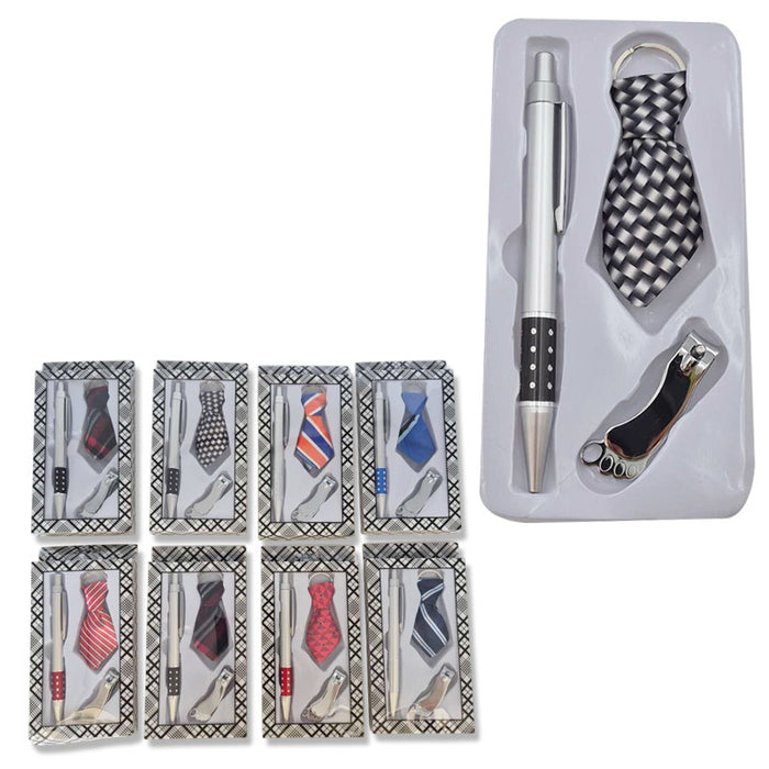 1pc Gift Set Mini Tie Keyring + Pen + Nailclipper