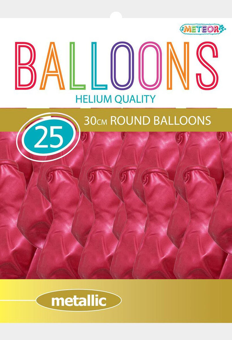 Pink - 25 x 30cm (12") Metallic Balloons