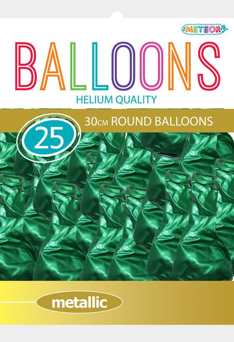 Green - 25 x 30cm (12") Metallic Balloons
