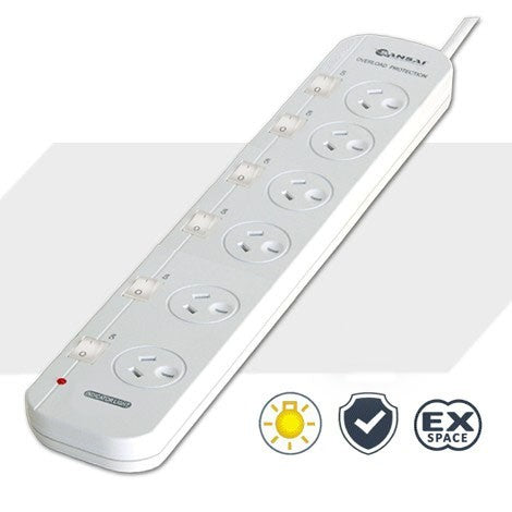 6 Outlet Individually Switched Powerboard