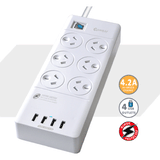 6 Outlet Surge Protected USB Power Board