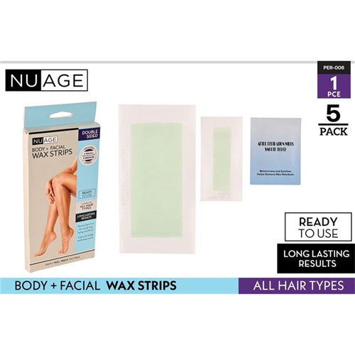 1pack 5Pce WaxStrips D/side2Sze w/Aloe 10strip