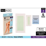 1pack 5Pce WaxStrips D/side2Sze w/Aloe 10strip