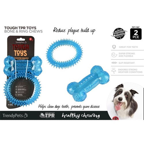2pc TPR Tough Bone & RIng Chews