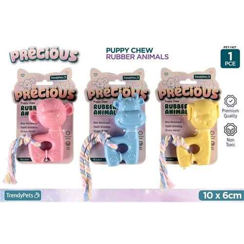 1pc Puppy TPR Animal Puppy Toy 3 Asst