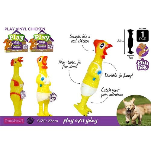 1pc I Cluck Vinyl Chicken Toy 3 Col Asst