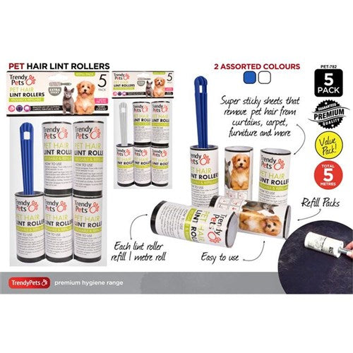 5pc Pet Lint Roller W/4 Refill Rolls