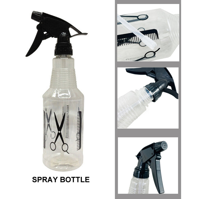 1pc SPRAY BOTTLE CLEAR BLACK BARBER DSN 26CM
