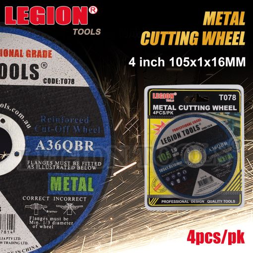 Metal Cutting Wheel 4 Inch (105x1x16mm) 4pcs/pk