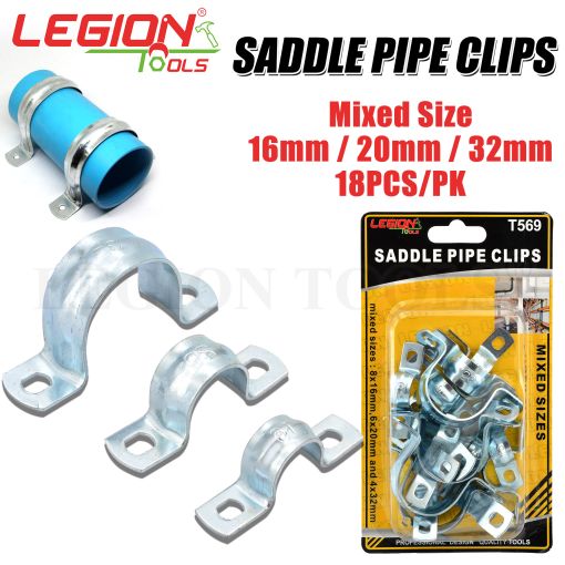 Saddle Pipe Clip 8x16, 6x20, 4x32mm 18pcs/pk W/Screws