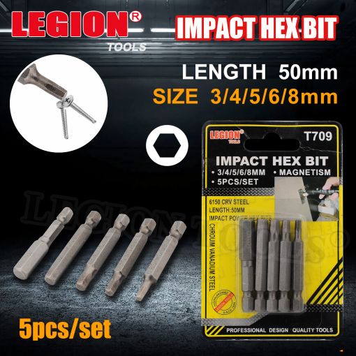 1pack Bits Impact Hex 3/4/5/6/8mm 5pcs/set