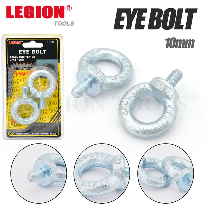 1pack Eye Bolt 10mm Steel Zinc Plated 2pcs/pk