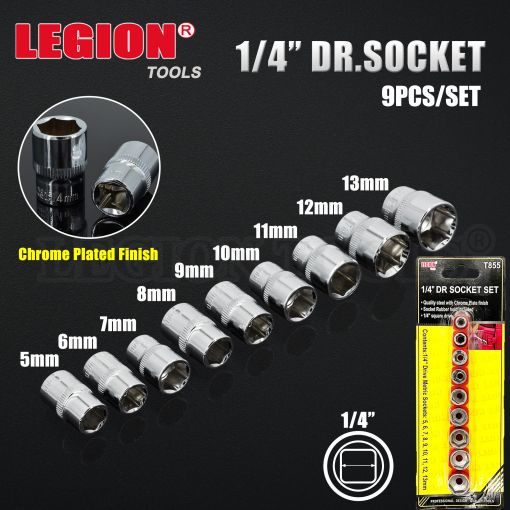1pack Socket 1/4 Inch Driver 9pcs/set