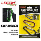 Carabiner Snap Hook Set 46/66/75mm 3pcs/pk