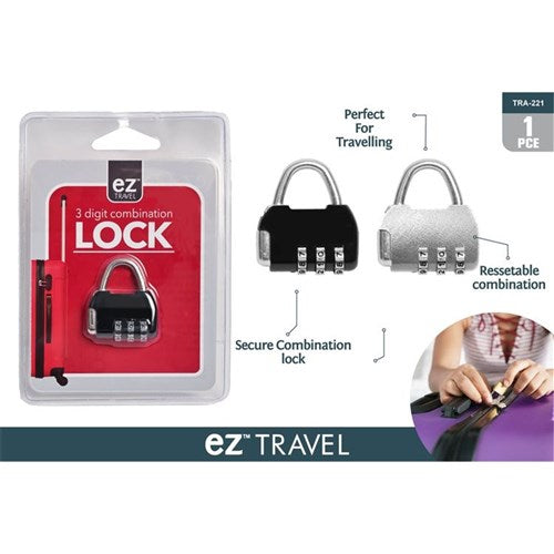 1pc 3 Digit Travel Combination Lock