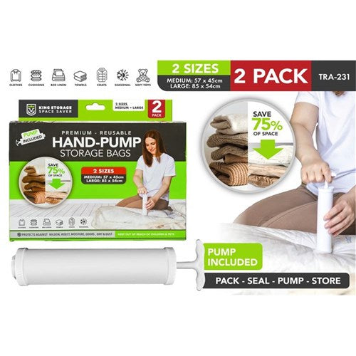 4Pce Travel Vacuum Bags w/pump