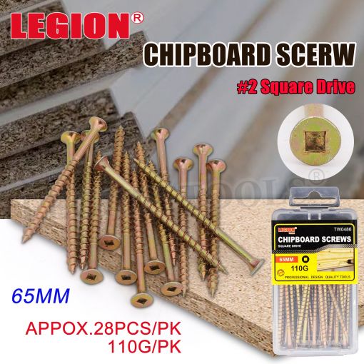 1pack Screws Chipboard Square Drive 65mm 110g/pk