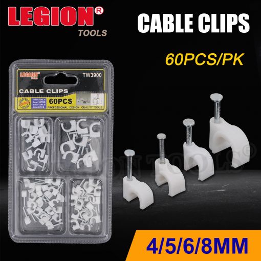 1pack Cable Clips Mixed 4/5/6/8mm 60pcs/pk