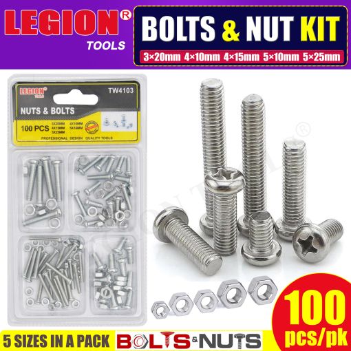 1pack Bolts & Nuts Kit 100Pcs/Set