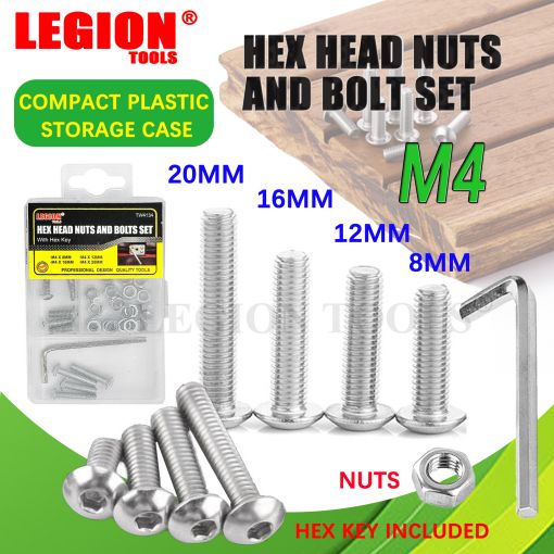 1pack Hex Head Nuts and Bolts Set With Hex Key M4