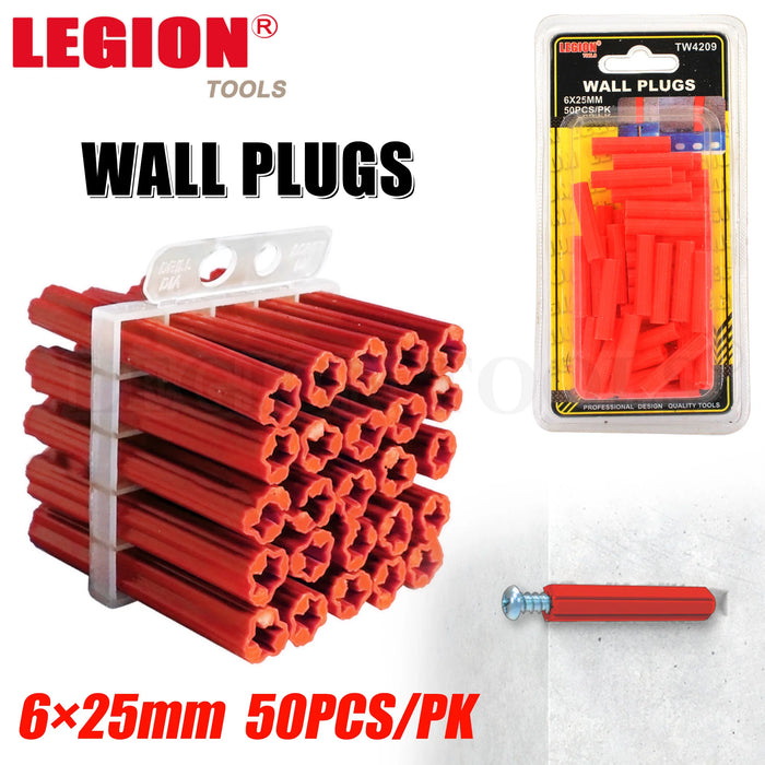 1pack Wall Plugs 6x25mm 50pcs/pk