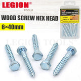 1pack Screws Galvanised Hexagon Head Wood 6x40mm 14pcs