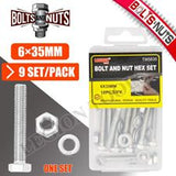 Bolts/Nuts & Washers 6x35mm 9set/pk