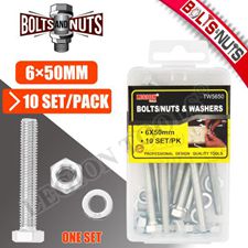 Bolts/Nuts & Washers 6x50mm 10set/pk