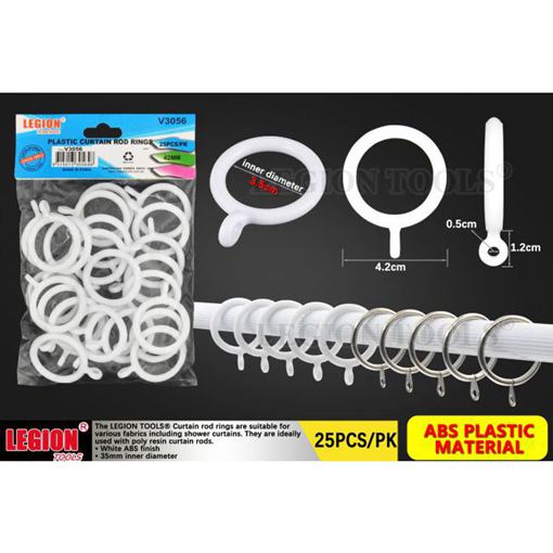 1pack Plastic Curtain Rod Rings 42mm 25pcs/pk