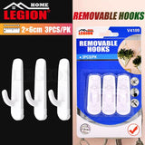 1pack Self Adhesive 2 Part Hooks 3pcs 6x2cm (Holding Weight 500g)