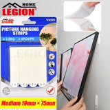 1pack Picture Hanging Strips 4pcs 7.5x1.9cm (Holding Weight 2.5kg)