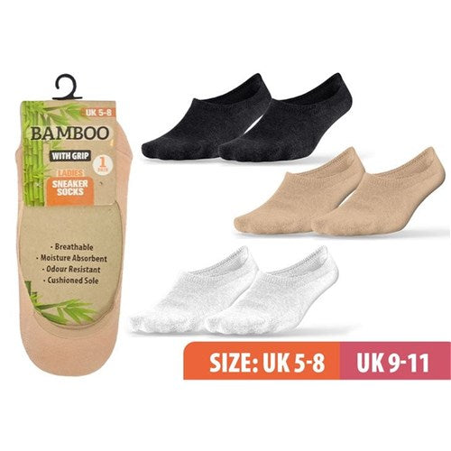 1Pair Ladies Invisible Socks 5-11 Bamboo