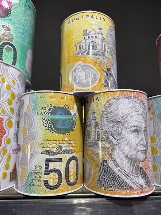 $50 MEDIUM Dollar Note Money Tin Australian Box Jar Piggy Bank Coin