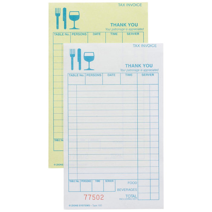 DOCKET BOOK ZIONS RESTAURANT CBD DUP C/LESS
