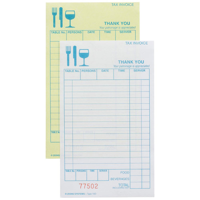 DOCKET BOOK ZIONS RESTAURANT CBD DUP C/LESS