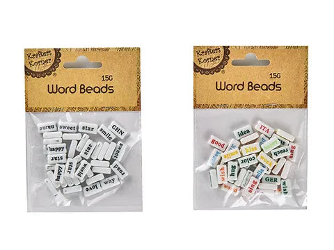 15G WORD BEADS ASSORTED 1 PACK