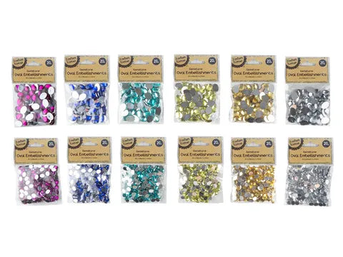 1pack GEMSTONE OVAL 20G EMBELLISH Assorted Designs and Colours